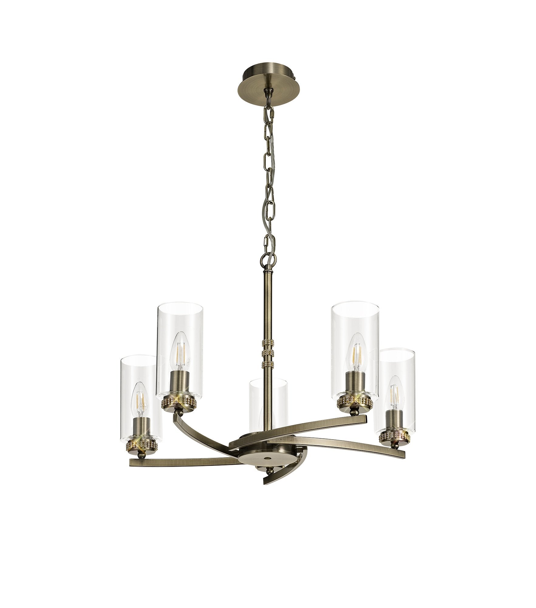 Barbara Adjustable Chandelier Light With E14 Lamp holders and Glass Shades, Crystal Detail