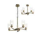 Luminosity Designs - Barbara Adjustable Chandelier Light With E14 Lamp holders and Glass Shades, Crystal Detail - Luminosity Designs Ltd