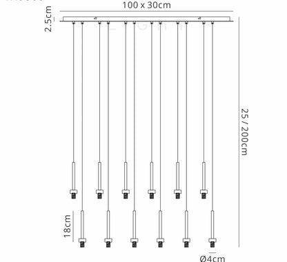 12 Light Baron Multi Pendant Panel