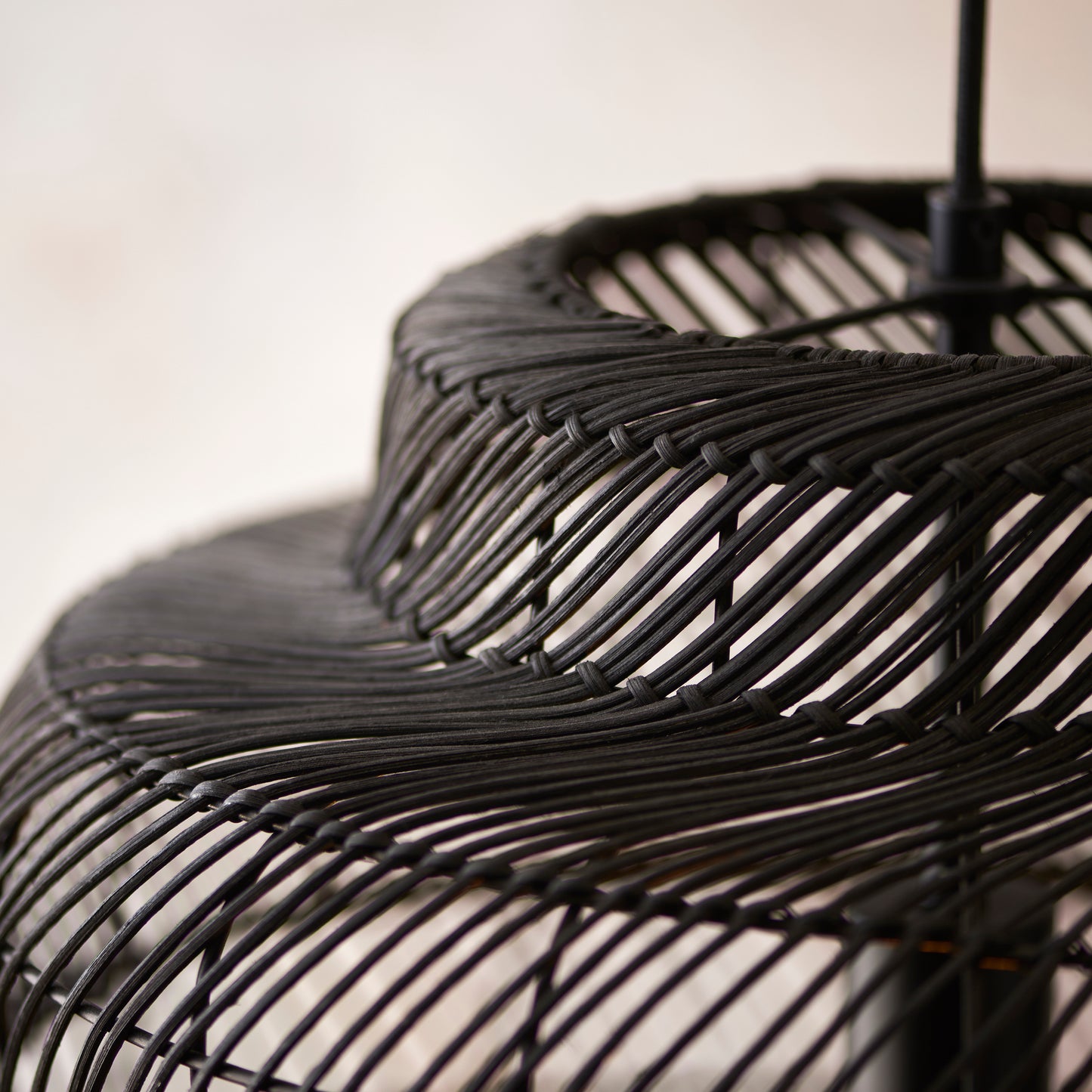 Beehive Black Rattan Pendant