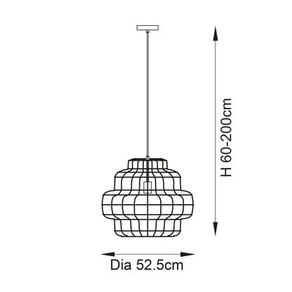 Beehive Black Rattan Pendant