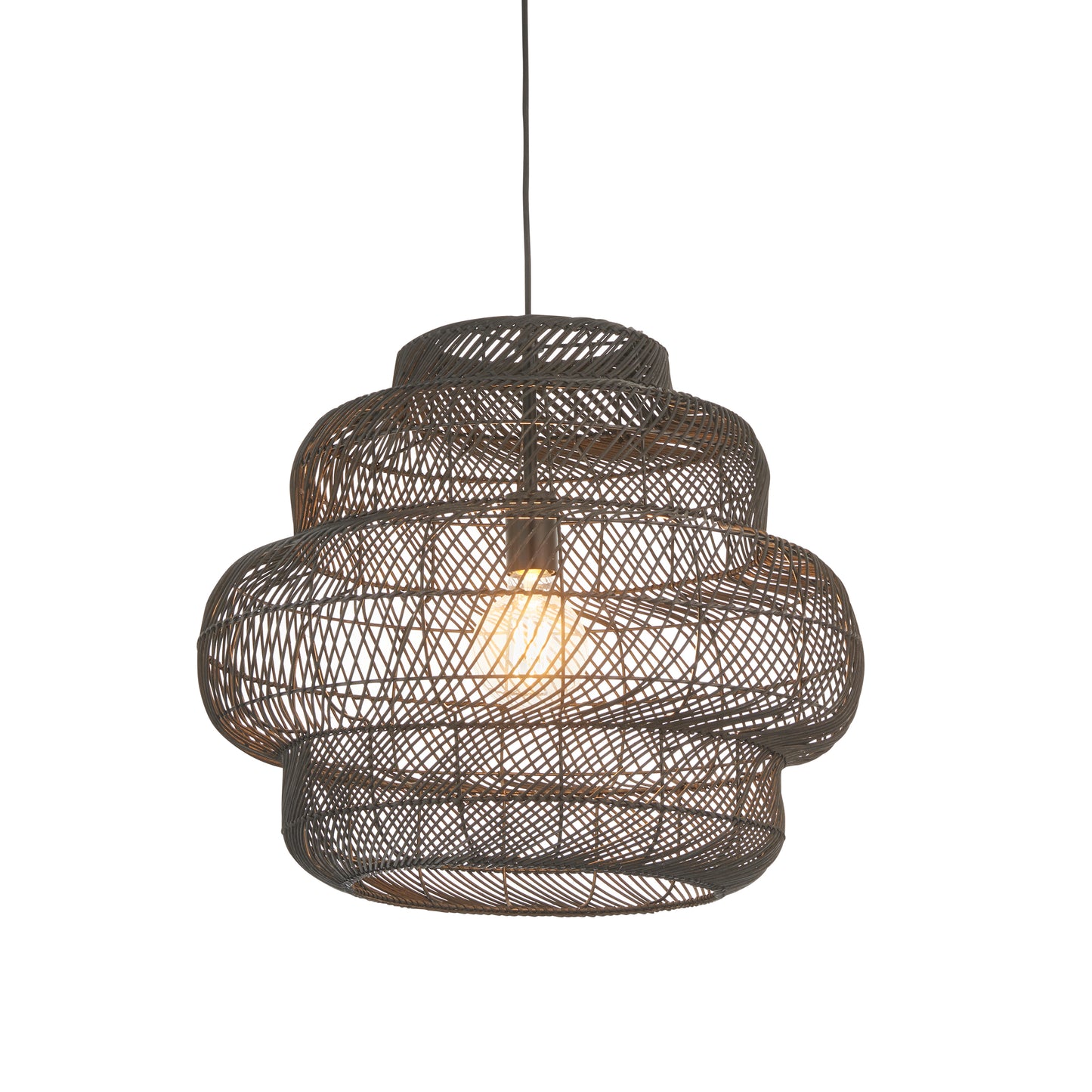 Beehive Black Rattan Pendant