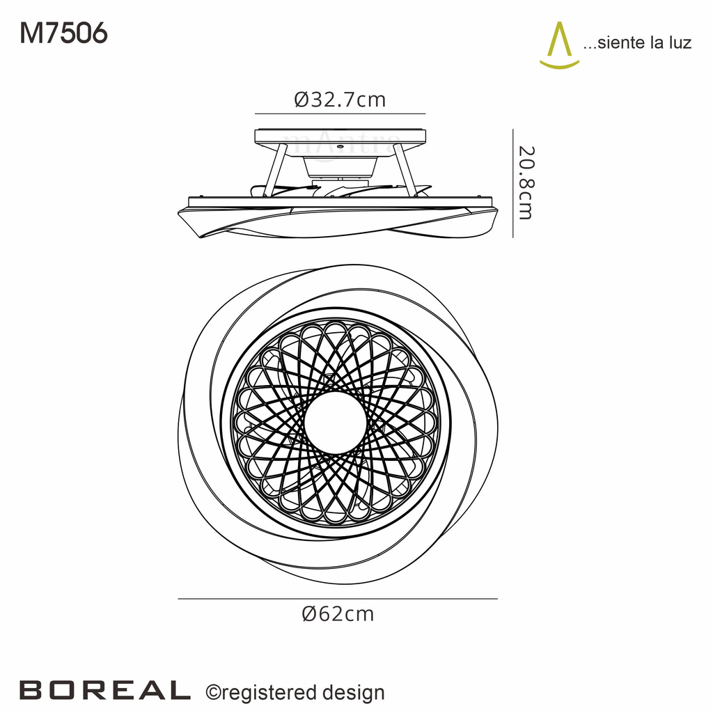 Mantra - Boreal Prismatic LED Dimmable Ceiling Light With Built - In Fan - Remote Control - Luminosity Designs Ltd