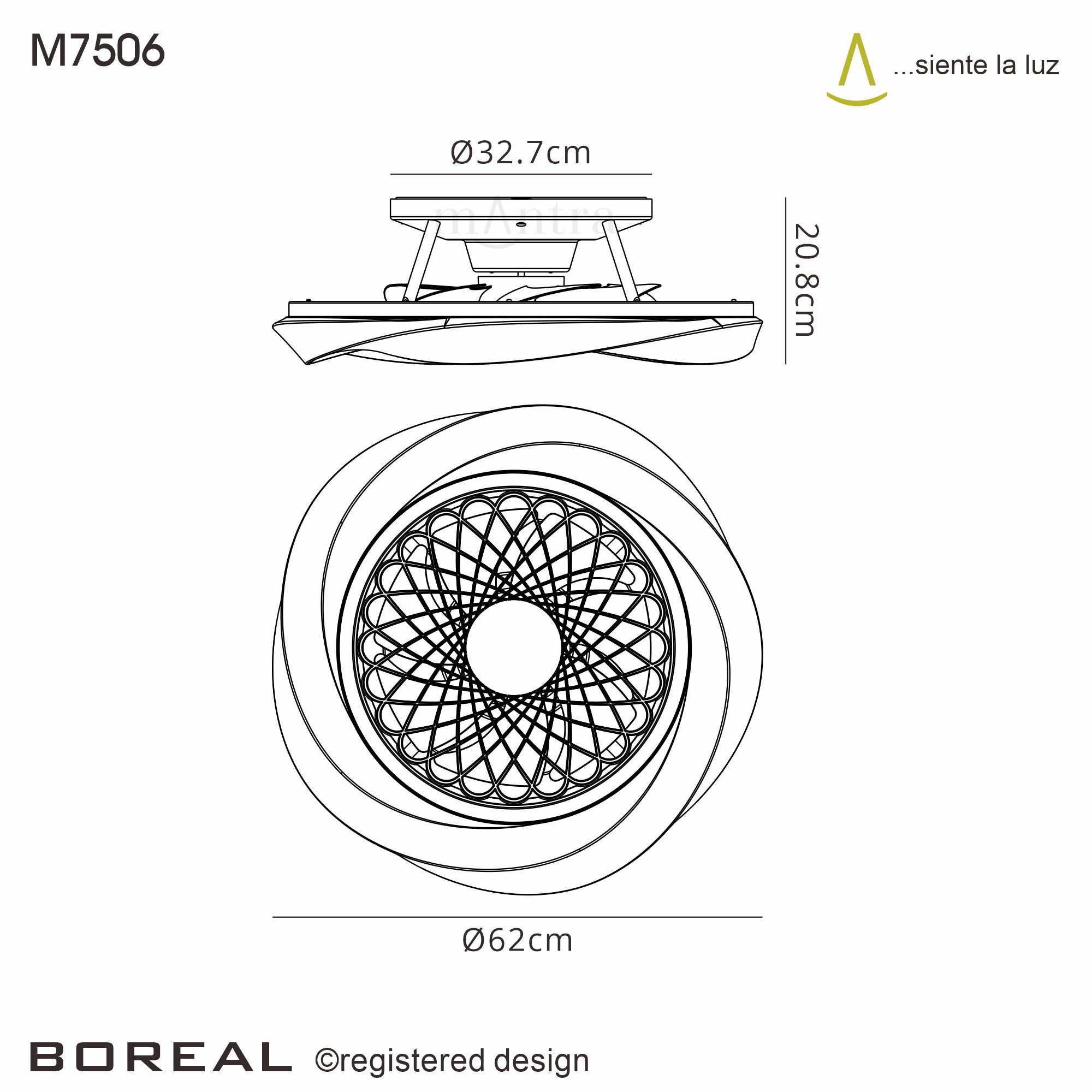 Mantra - Boreal Prismatic LED Dimmable Ceiling Light With Built - In Fan - Remote Control - Luminosity Designs Ltd