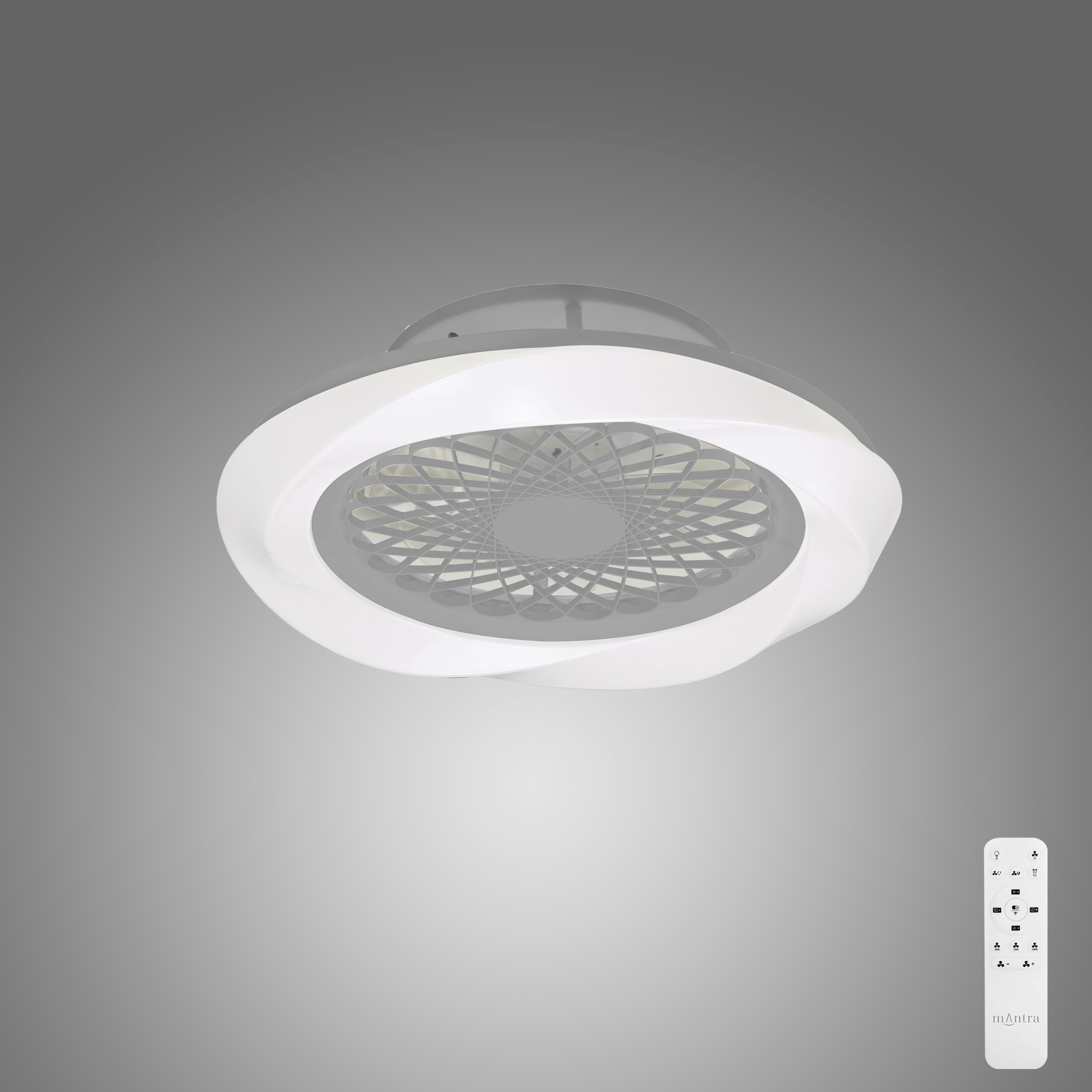 Mantra - Boreal Prismatic LED Dimmable Ceiling Light With Built - In Fan - Remote Control - Luminosity Designs Ltd