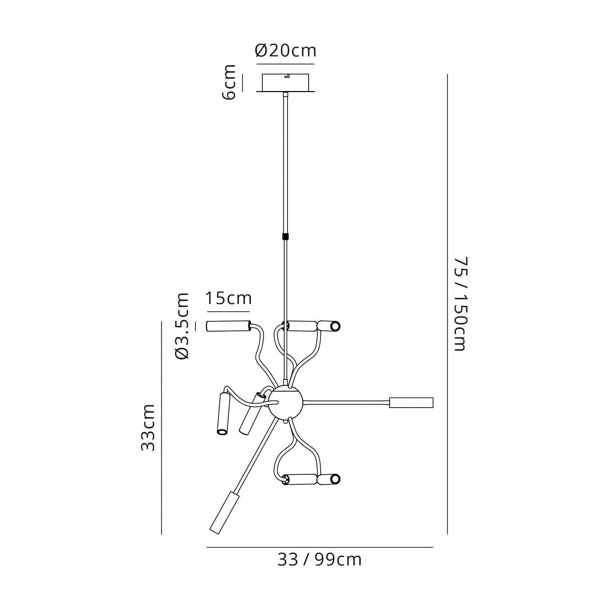 Luminosity Designs - Bowa Multi Arm Pendant - Luminosity Designs Ltd