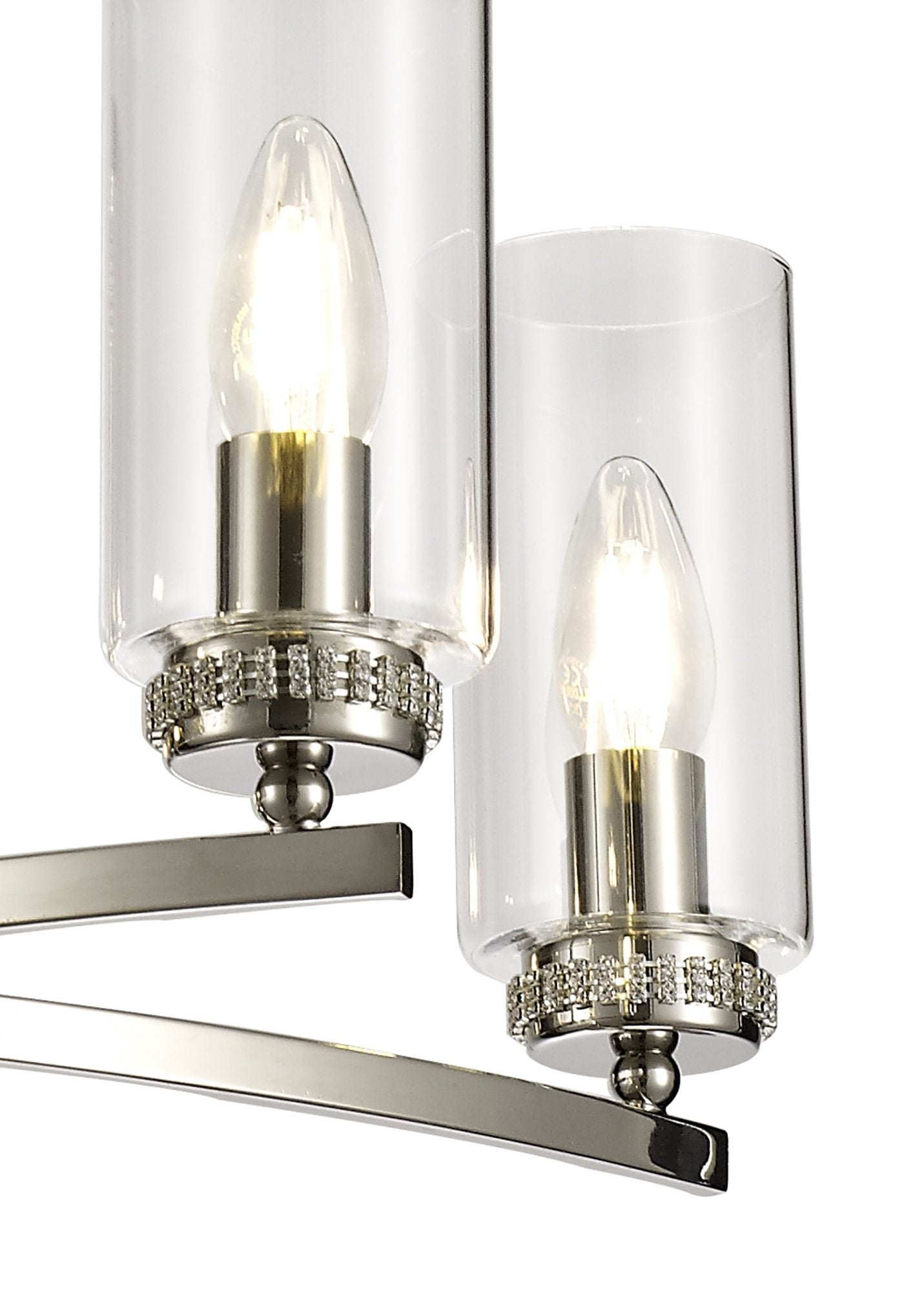 Barbara Adjustable Chandelier 5 Light With E14 Lamp holders and Glass Shades, Crystal Detail