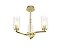 Barbara Adjustable Chandelier 3 Light With E14 Lamp holders and Glass Shades, Crystal Detail