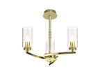 Barbara Adjustable Chandelier 3 Light With E14 Lamp holders and Glass Shades, Crystal Detail