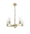 Barbara Adjustable Chandelier 5 Light With E14 Lamp holders and Glass Shades, Crystal Detail