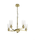 Barbara Adjustable Chandelier 5 Light With E14 Lamp holders and Glass Shades, Crystal Detail
