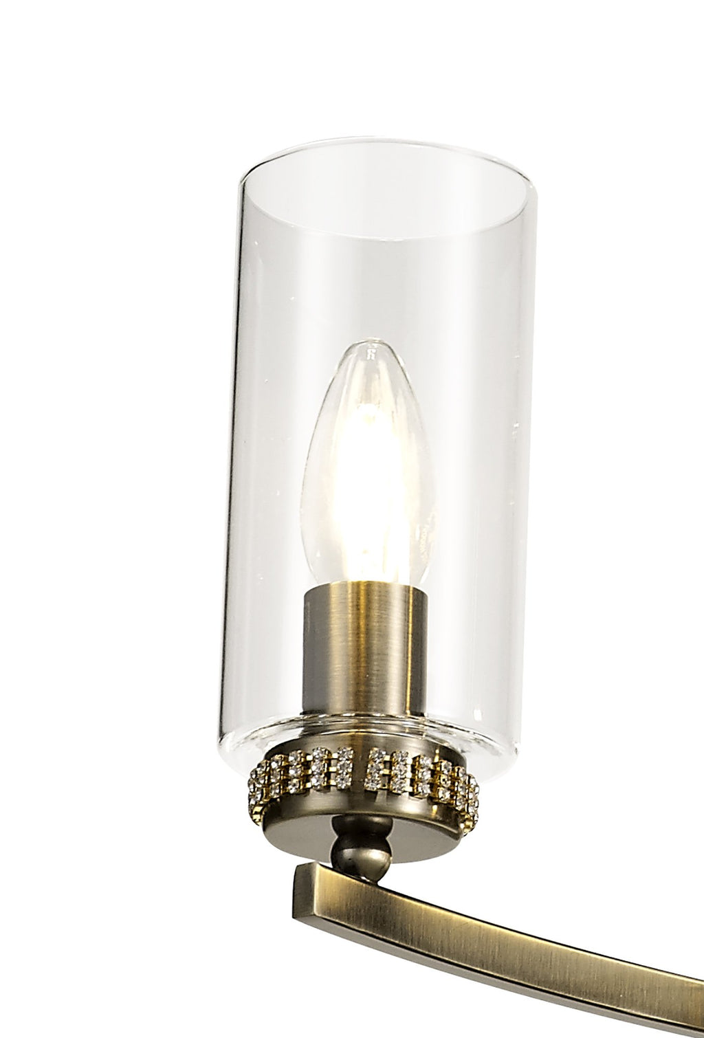 Barbara Adjustable Chandelier 5 Light With E14 Lamp holders and Glass Shades, Crystal Detail