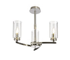 Barbara Adjustable Chandelier 3 Light With E14 Lamp holders and Glass Shades, Crystal Detail