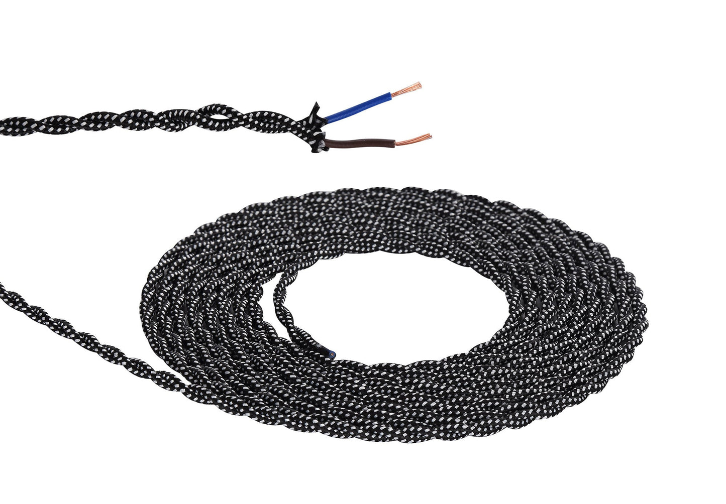 2 Core Braided and Twisted Cable for Lighting 0.75mm (25m roll)