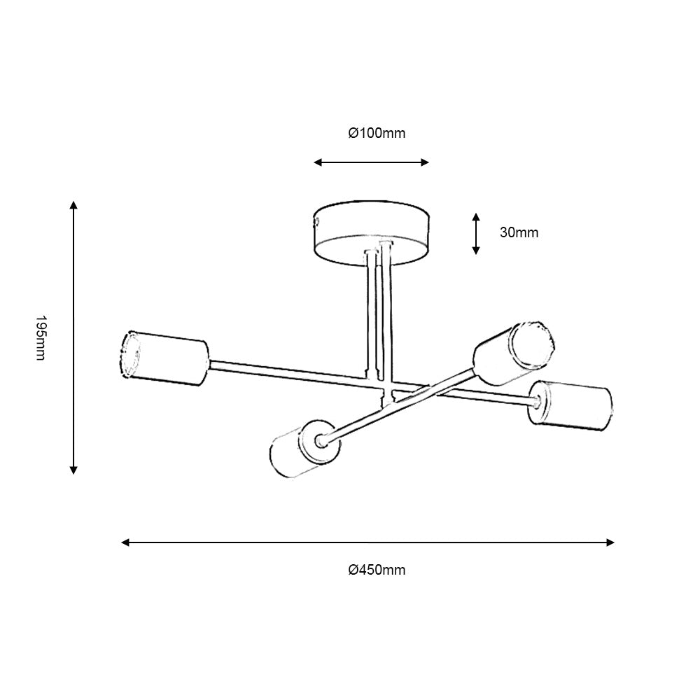 Oaks Lighting - Chanin Modern 4 Light Semi Flush - Luminosity Designs Ltd