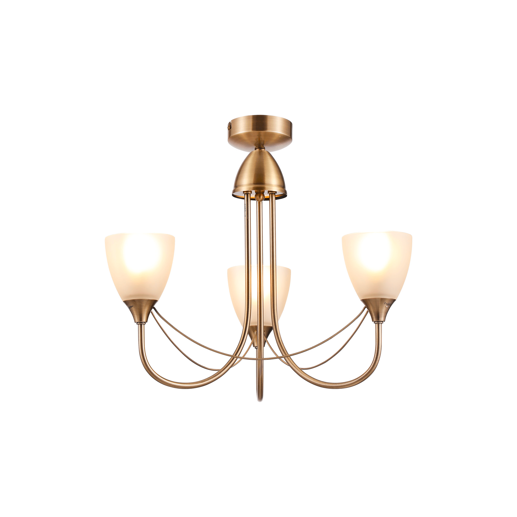 Deco - Cooper 3 Light Convertible Ceiling Pendant with frosted Glass Shades E14 (Deco) - Luminosity Designs Ltd