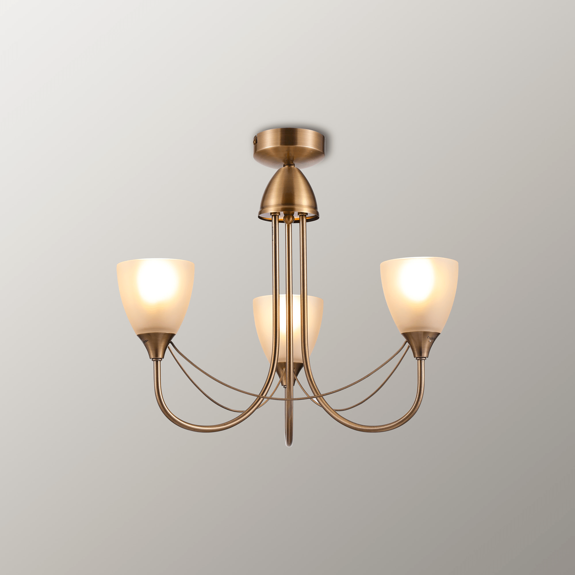 Deco - Cooper 3 Light Convertible Ceiling Pendant with frosted Glass Shades E14 (Deco) - Luminosity Designs Ltd