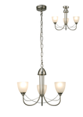 Deco - Cooper 3 Light Convertible Ceiling Pendant with frosted Glass Shades E14 (Deco) - Luminosity Designs Ltd