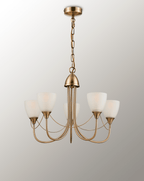 Deco - Cooper 5 Light Convertible Ceiling Pendant with frosted shades E14 (Deco) - Luminosity Designs Ltd