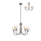 Deco - Cooper 5 Light Convertible Ceiling Pendant with frosted shades E14 (Deco) - Luminosity Designs Ltd