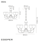 Deco - Cooper 5 Light Convertible Ceiling Pendant with frosted shades E14 (Deco) - Luminosity Designs Ltd