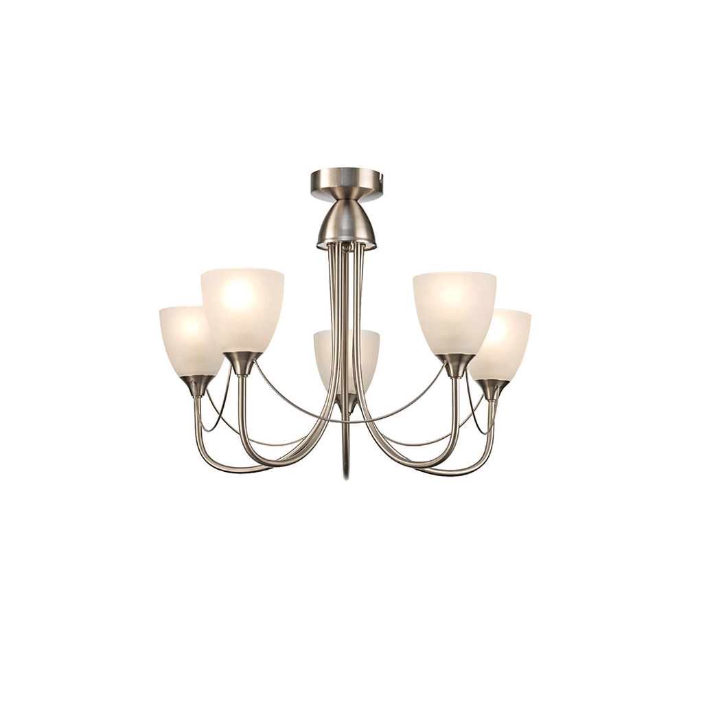 Deco - Cooper 5 Light Convertible Ceiling Pendant with frosted shades E14 (Deco) - Luminosity Designs Ltd