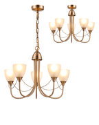 Deco - Cooper 5 Light Convertible Ceiling Pendant with frosted shades E14 (Deco) - Luminosity Designs Ltd