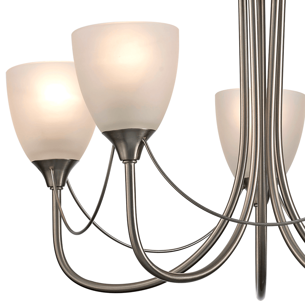 Deco - Cooper 5 Light Convertible Ceiling Pendant with frosted shades E14 (Deco) - Luminosity Designs Ltd