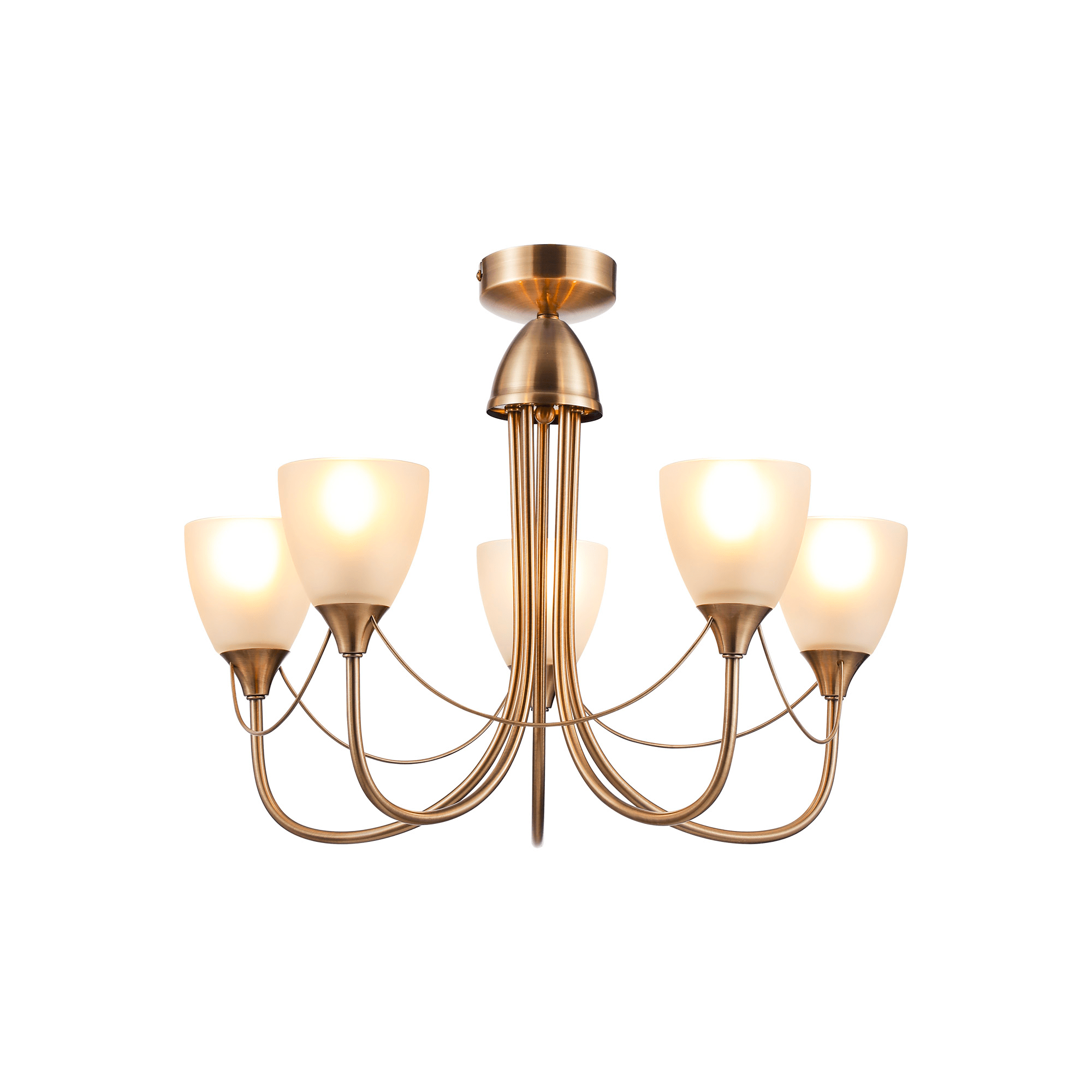 Deco - Cooper 5 Light Convertible Ceiling Pendant with frosted shades E14 (Deco) - Luminosity Designs Ltd