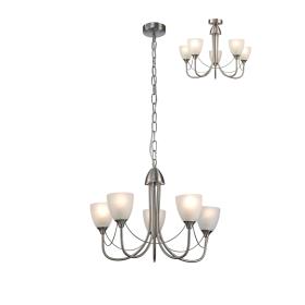 Cooper 5 Light Convertible Ceiling Pendant with frosted shades E14 (Deco)