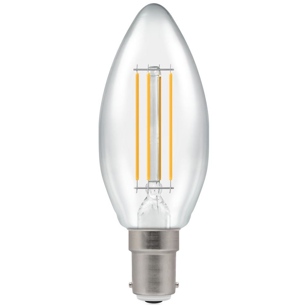 Crompton CLEAR 4000K, Cool White, 5w, 40w Equivalent Dimmable Filament LED Candle Bulb (470lm) - Luminosity Designs Ltd