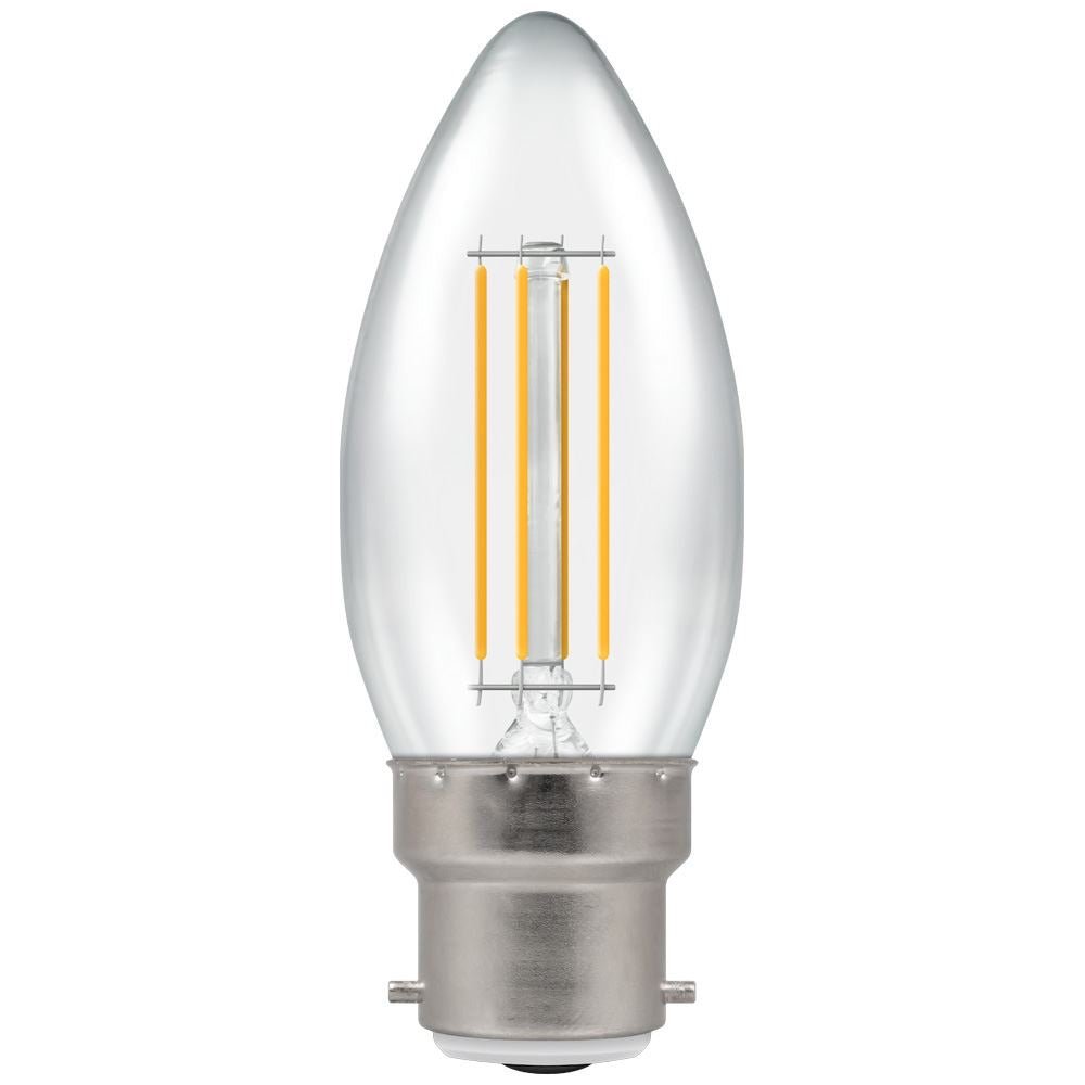 Crompton CLEAR 4000K, Cool White, 5w, 40w Equivalent Dimmable Filament LED Candle Bulb (470lm) - Luminosity Designs Ltd