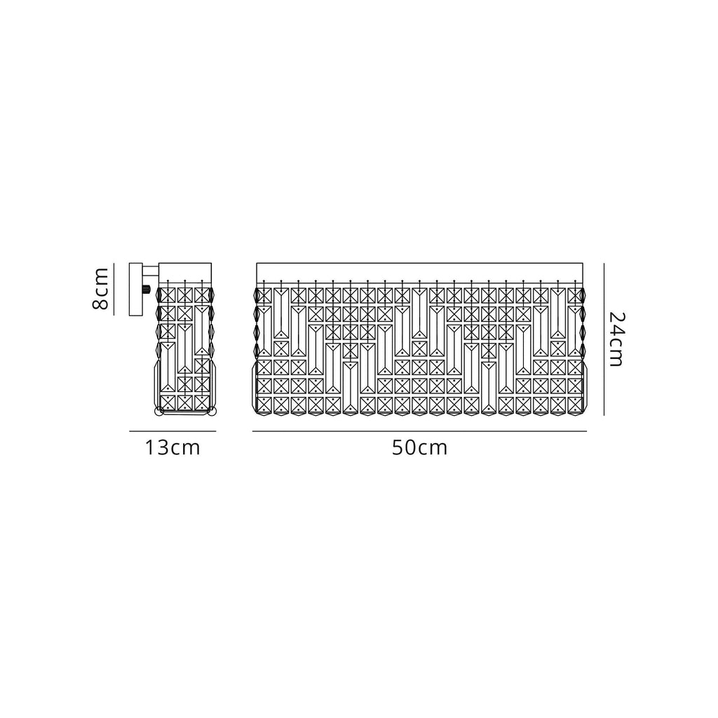 Luminosity Designs - Cruise Crystal 50x24cm Rectangular Large Wall Lamp, 3 Light E14 - Luminosity Designs Ltd