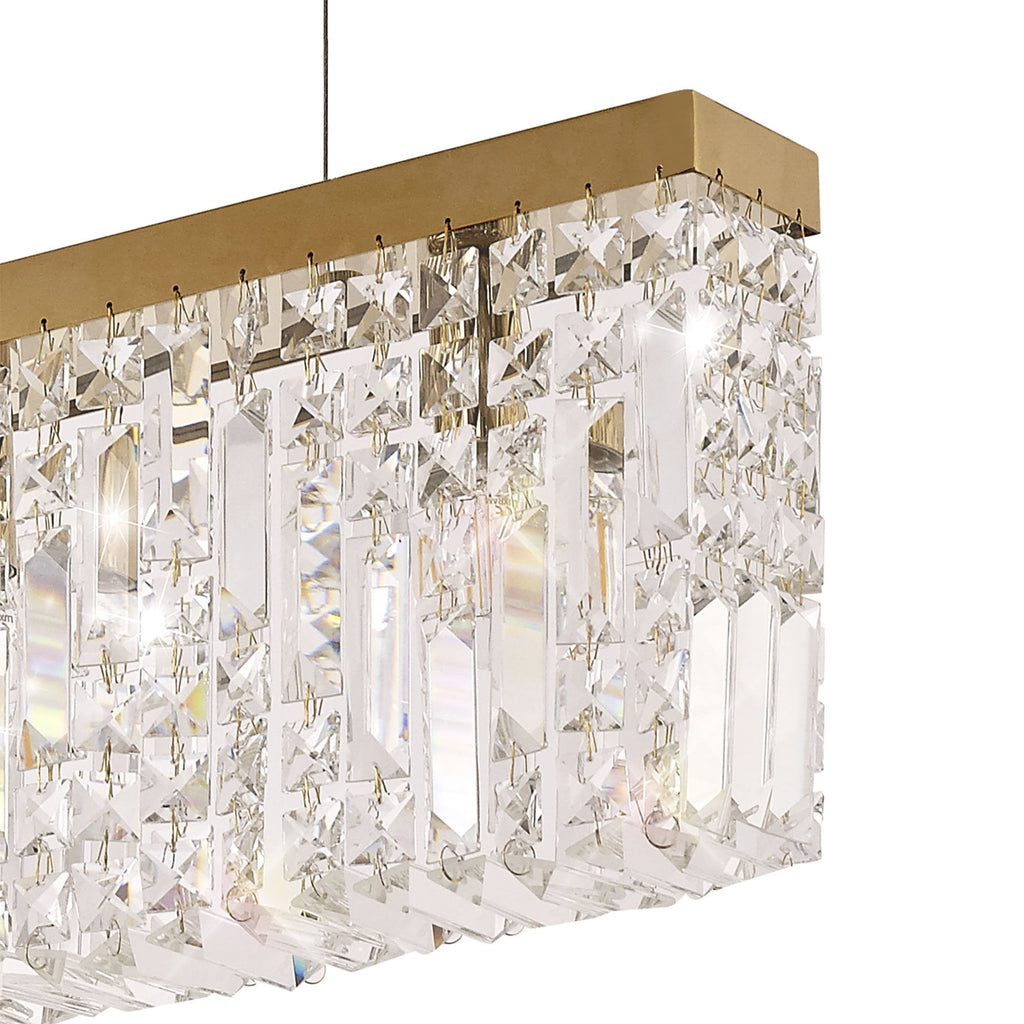 Luminosity Designs - Cruise Rectangular Pure Crystal 102x9cm Linear Pendant Chandelier, 5 Light E14 - Luminosity Designs Ltd
