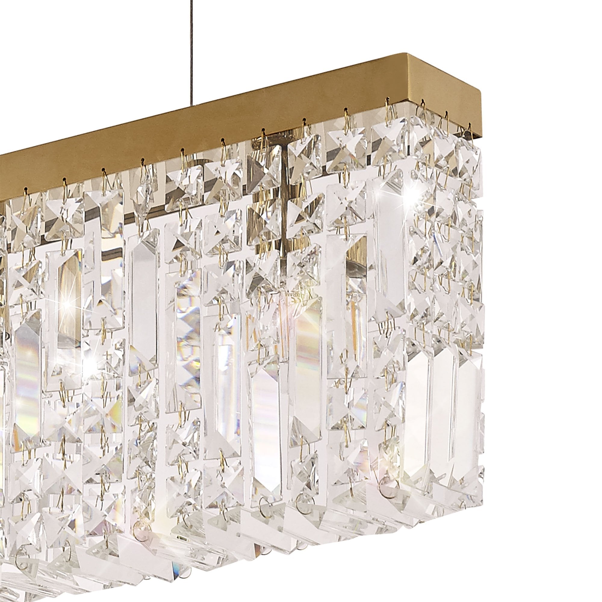 Luminosity Designs - Cruise Rectangular Pure Crystal 102x9cm Linear Pendant Chandelier, 5 Light E14 - Luminosity Designs Ltd