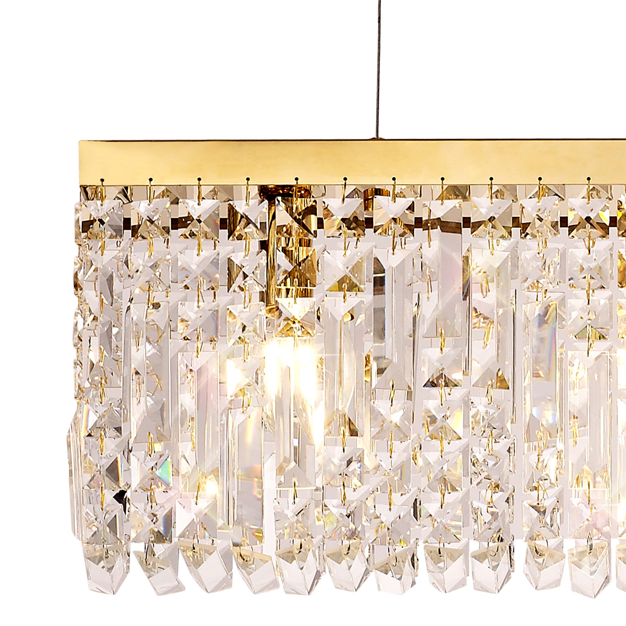 Luminosity Designs - Cruise Rectangular Pure Crystal 102x9cm Linear Pendant Chandelier, 5 Light E14 - Luminosity Designs Ltd