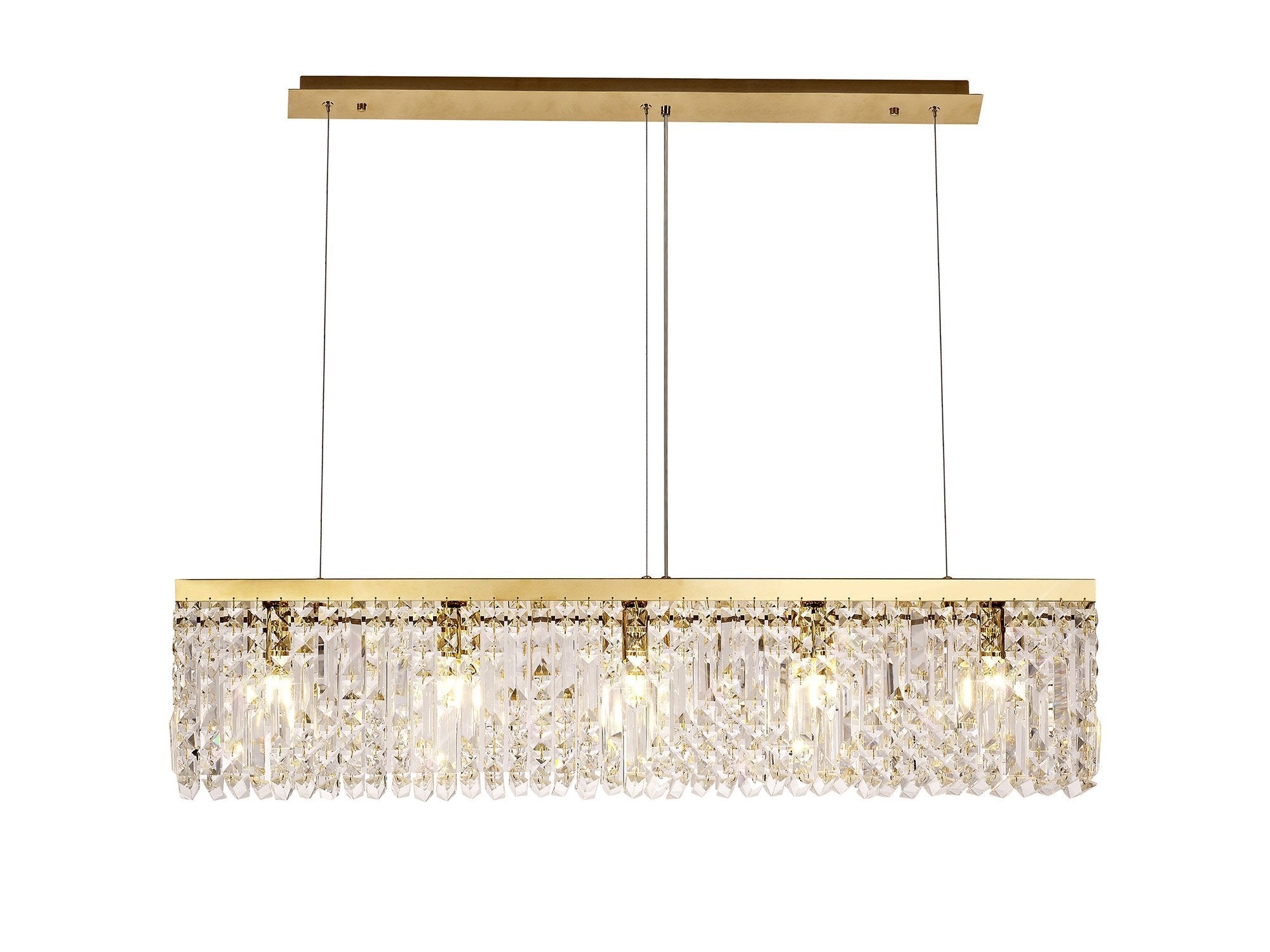 Luminosity Designs - Cruise Rectangular Pure Crystal 102x9cm Linear Pendant Chandelier, 5 Light E14 - Luminosity Designs Ltd