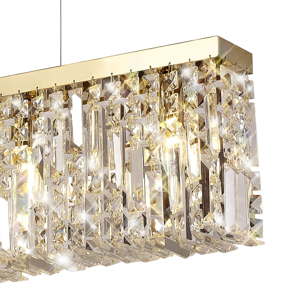 Luminosity Designs - Cruise Rectangular Pure Crystal 138x9cm Linear Pendant Chandelier, 7 Light E14 - Luminosity Designs Ltd