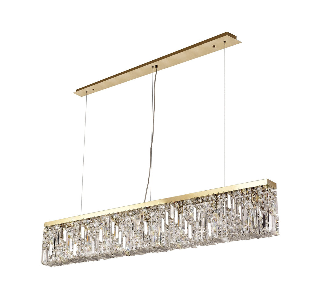 Luminosity Designs - Cruise Rectangular Pure Crystal 138x9cm Linear Pendant Chandelier, 7 Light E14 - Luminosity Designs Ltd