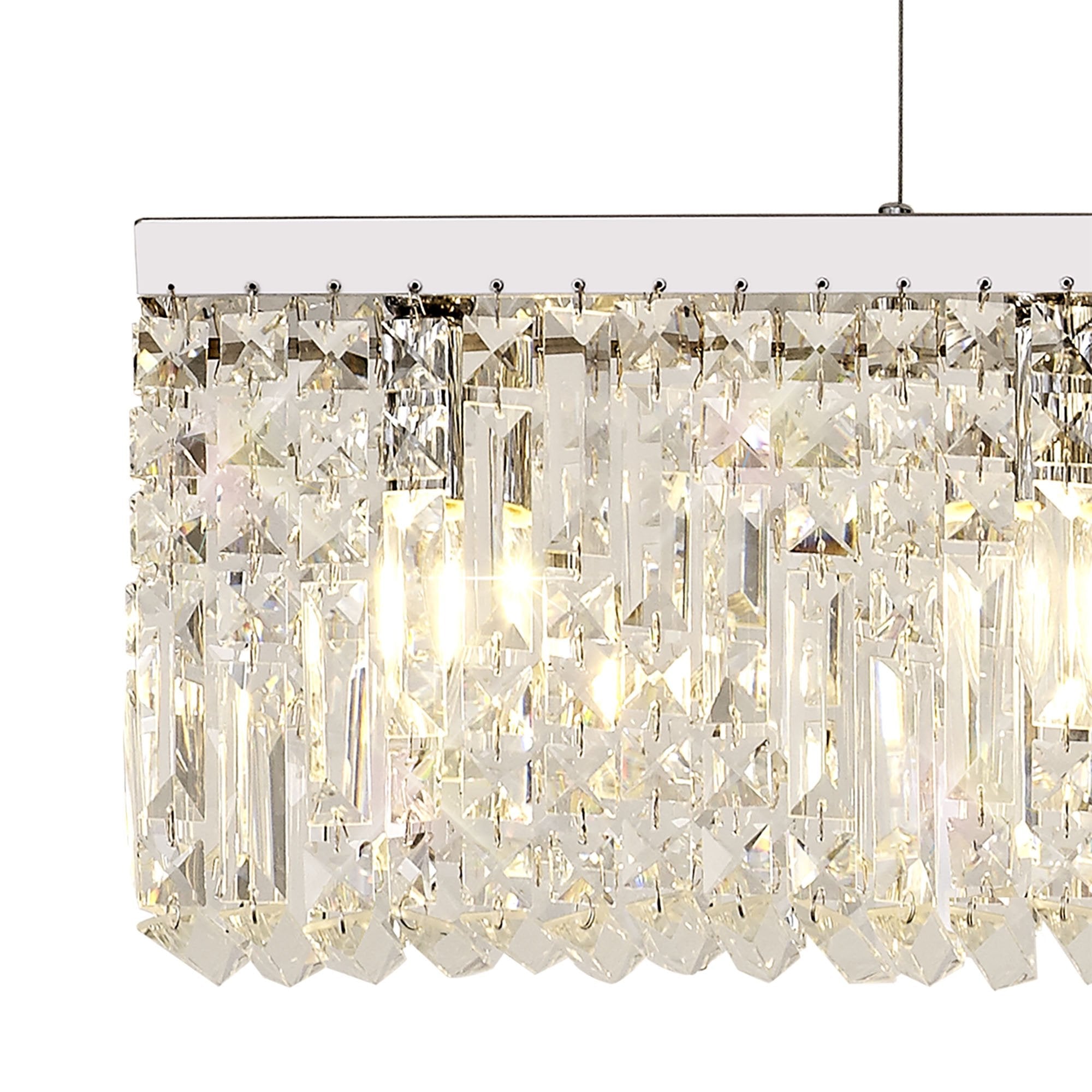 Luminosity Designs - Cruise Rectangular Pure Crystal 138x9cm Linear Pendant Chandelier, 7 Light E14 - Luminosity Designs Ltd