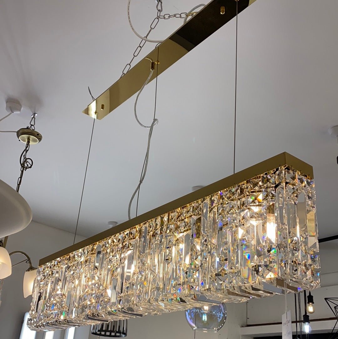 Luminosity Designs - Cruise Rectangular Pure Crystal 138x9cm Linear Pendant Chandelier, 7 Light E14 - Luminosity Designs Ltd