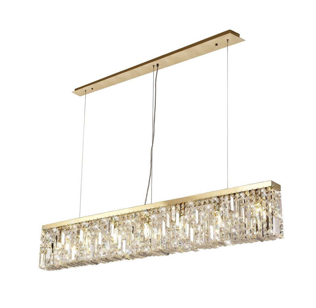 Luminosity Designs - Cruise Rectangular Pure Crystal 138x9cm Linear Pendant Chandelier, 7 Light E14 - Luminosity Designs Ltd