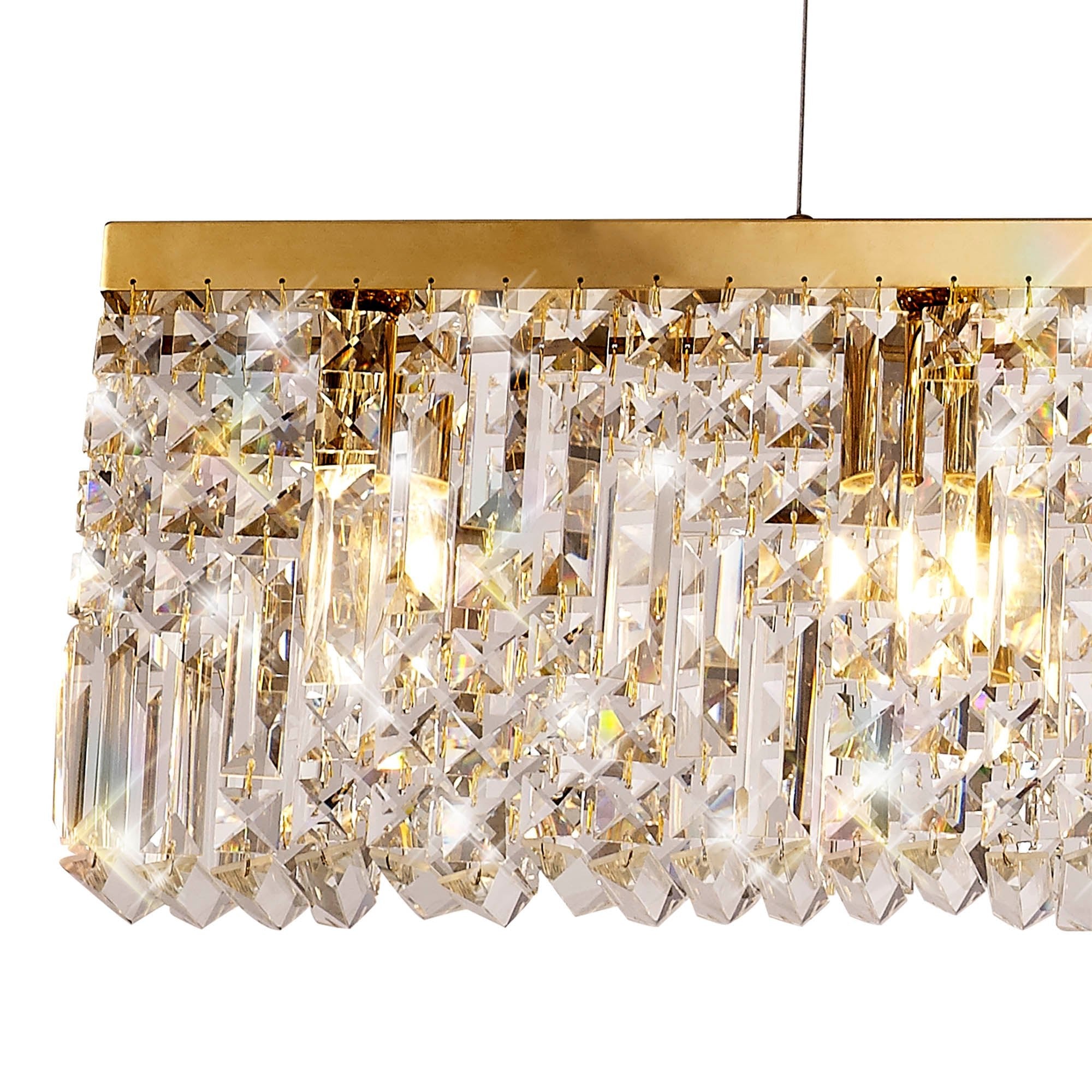 Luminosity Designs - Cruise Rectangular Pure Crystal 138x9cm Linear Pendant Chandelier, 7 Light E14 - Luminosity Designs Ltd