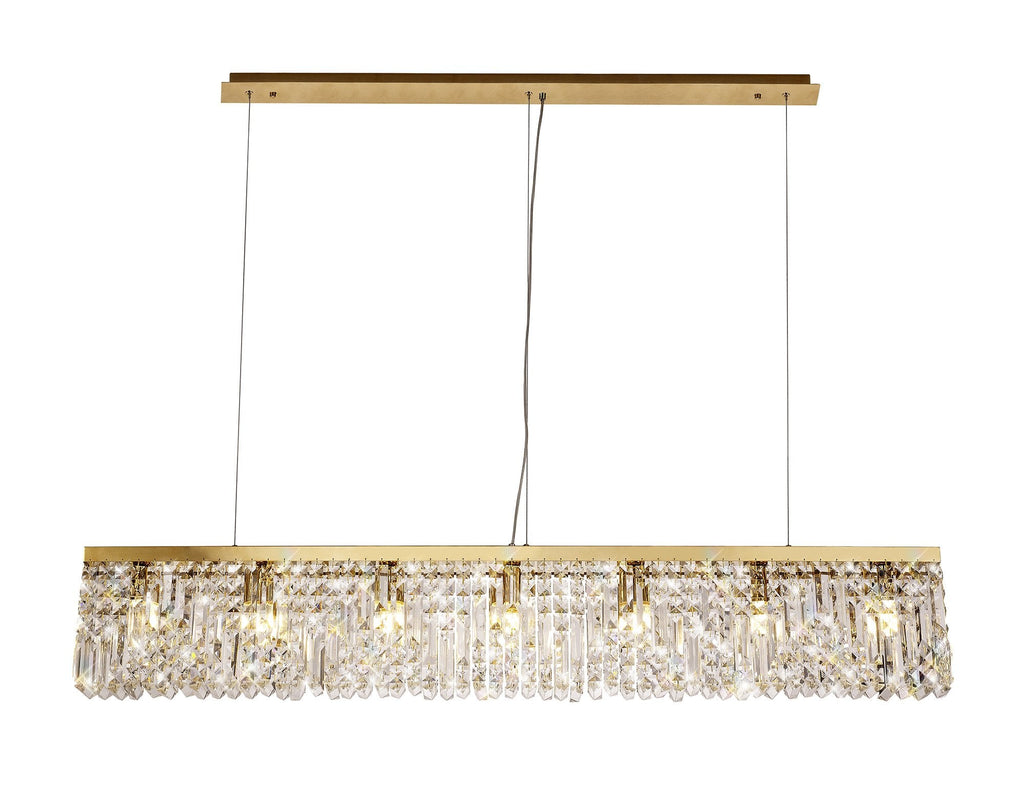 Luminosity Designs - Cruise Rectangular Pure Crystal 138x9cm Linear Pendant Chandelier, 7 Light E14 - Luminosity Designs Ltd