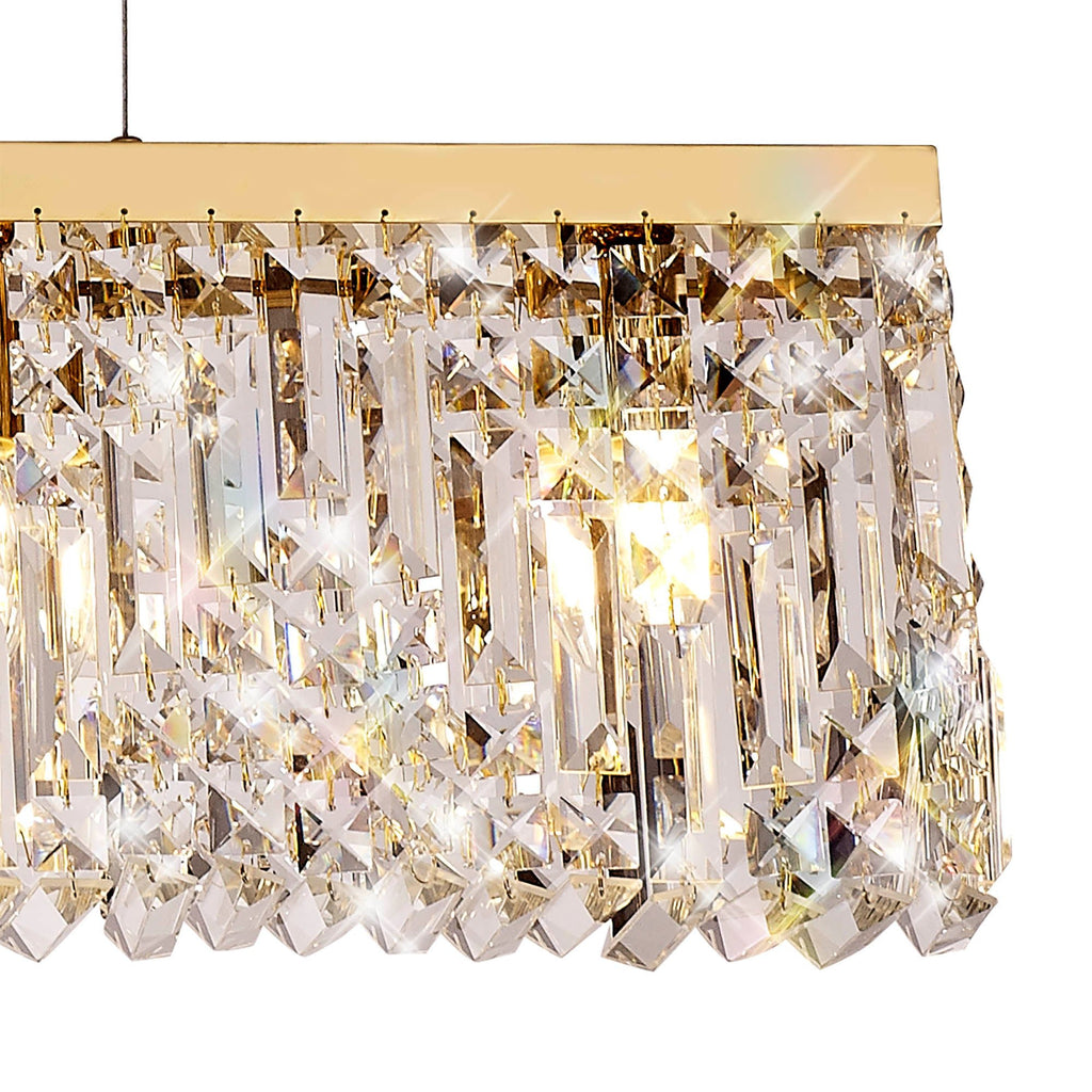 Luminosity Designs - Cruise Rectangular Pure Crystal 138x9cm Linear Pendant Chandelier, 7 Light E14 - Luminosity Designs Ltd