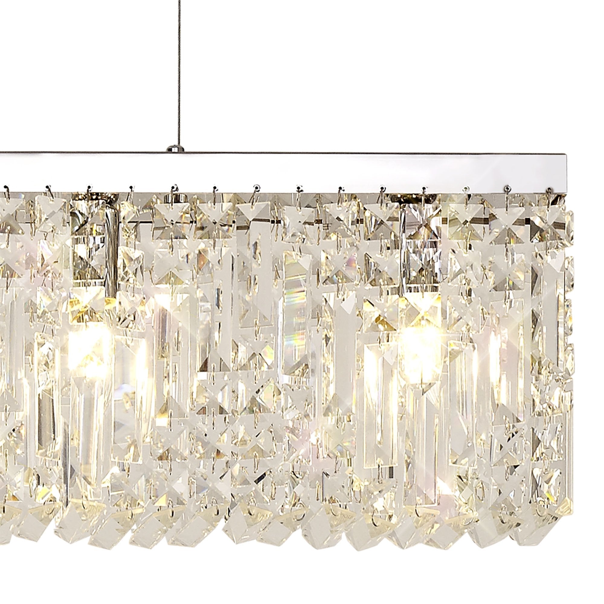 Luminosity Designs - Cruise Rectangular Pure Crystal 138x9cm Linear Pendant Chandelier, 7 Light E14 - Luminosity Designs Ltd