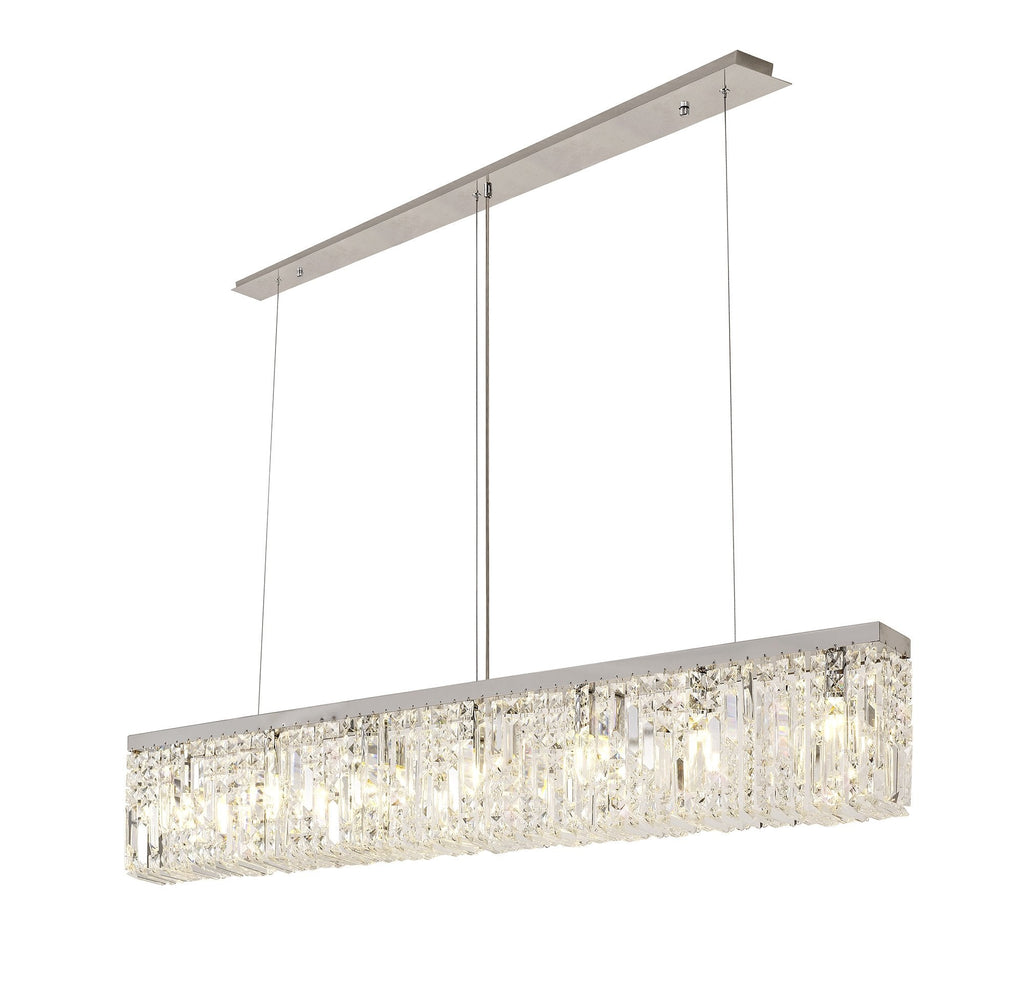 Luminosity Designs - Cruise Rectangular Pure Crystal 138x9cm Linear Pendant Chandelier, 7 Light E14 - Luminosity Designs Ltd