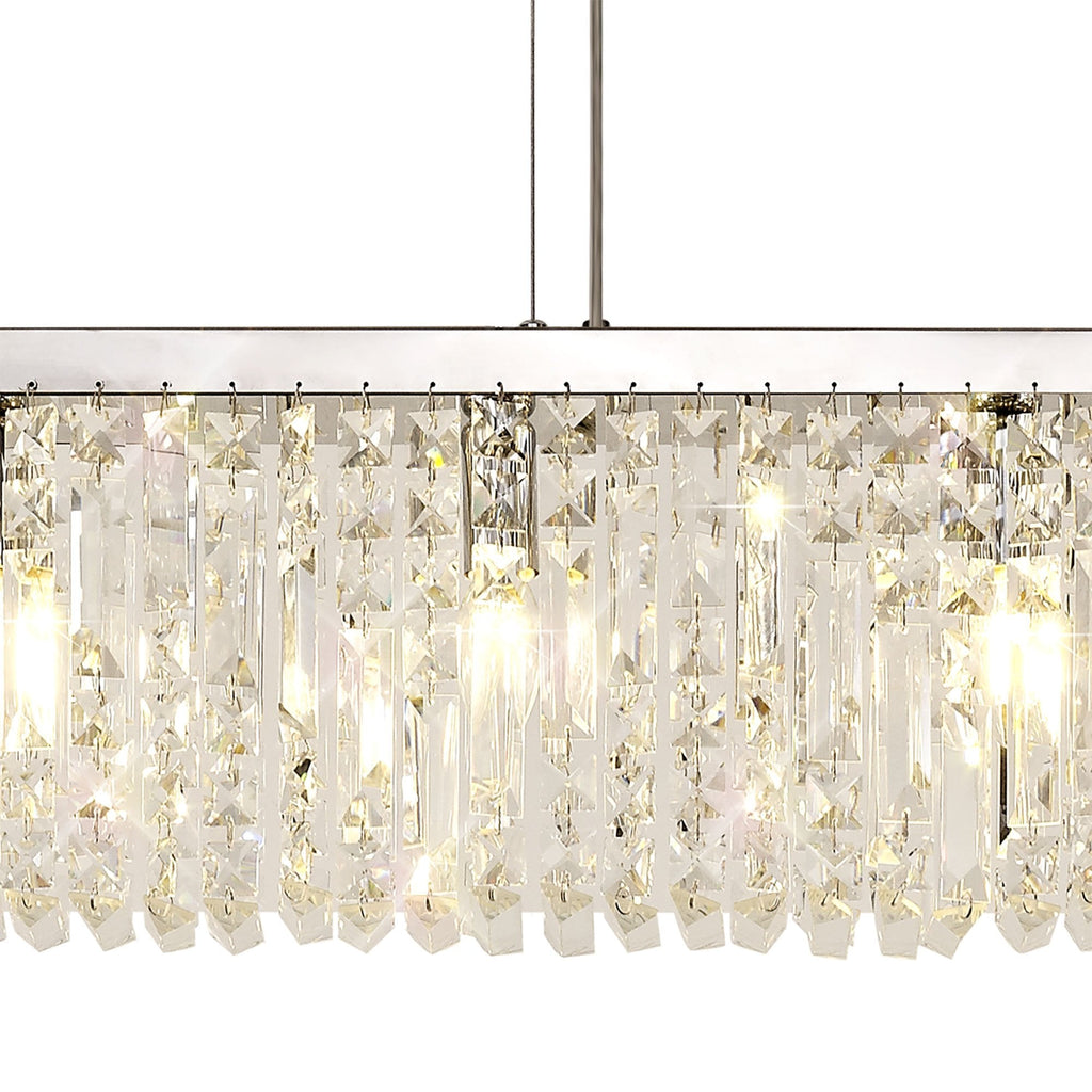 Luminosity Designs - Cruise Rectangular Pure Crystal 138x9cm Linear Pendant Chandelier, 7 Light E14 - Luminosity Designs Ltd