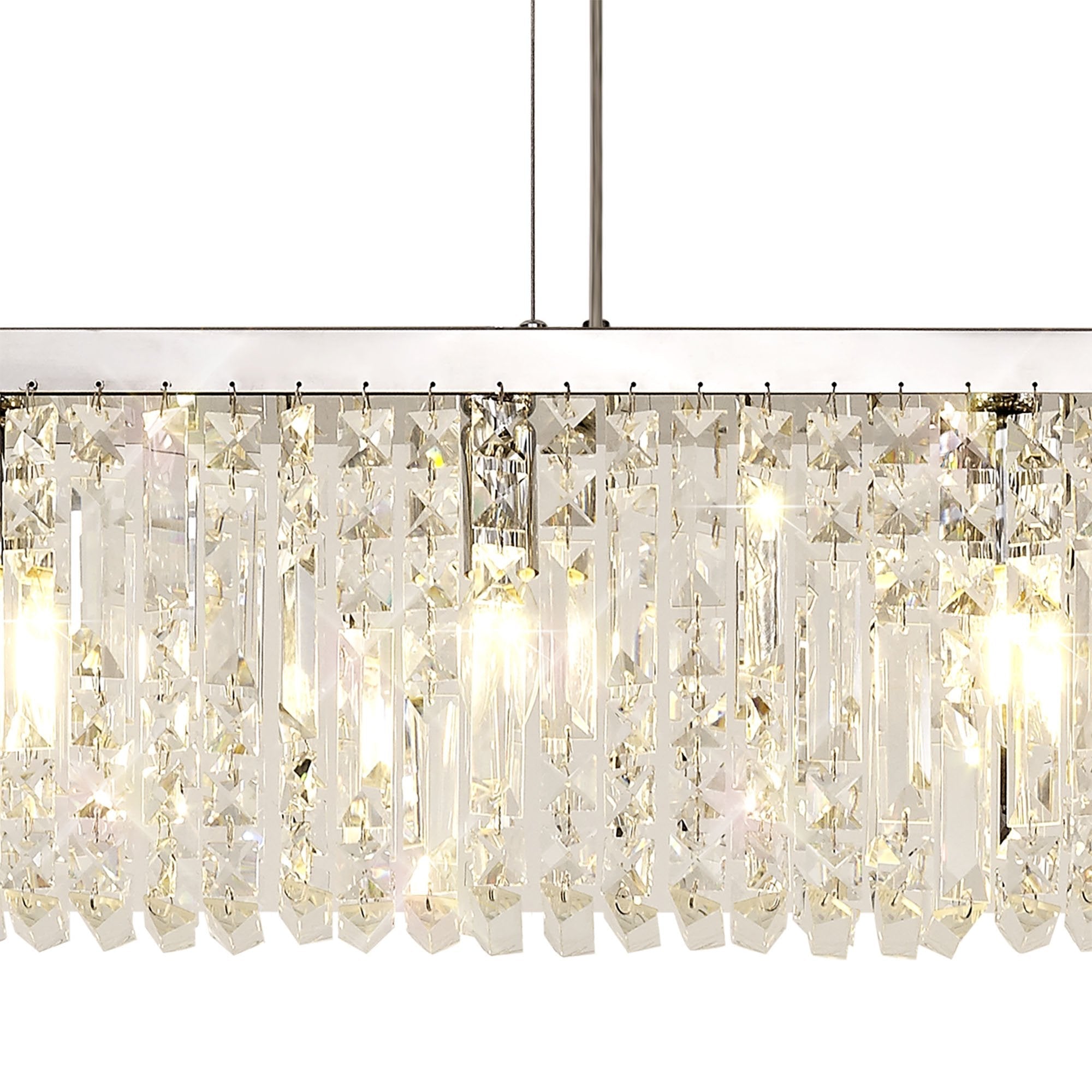 Luminosity Designs - Cruise Rectangular Pure Crystal 138x9cm Linear Pendant Chandelier, 7 Light E14 - Luminosity Designs Ltd