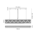 Luminosity Designs - Cruise Rectangular Pure Crystal 138x9cm Linear Pendant Chandelier, 7 Light E14 - Luminosity Designs Ltd